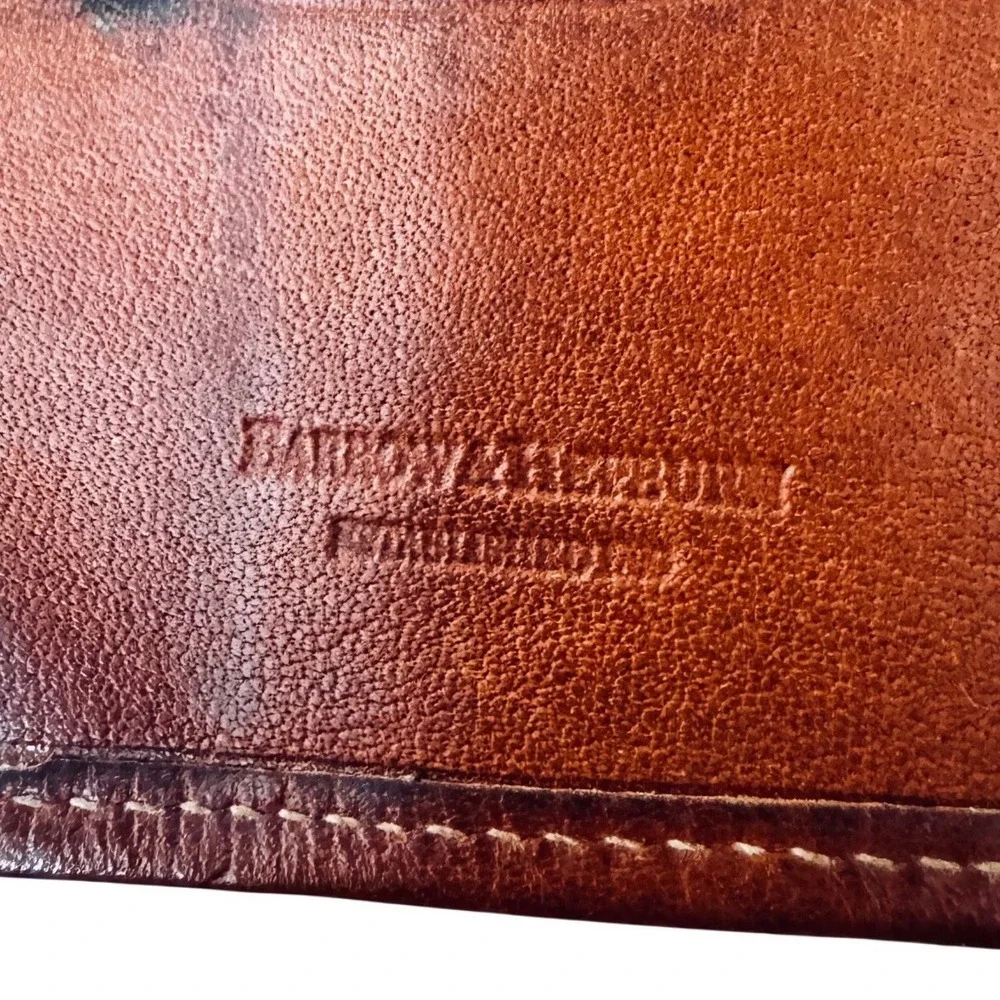 Rare Vintage Barrow Hepburn England Mens Leather Bifold Wallet Cognac 5.3x4